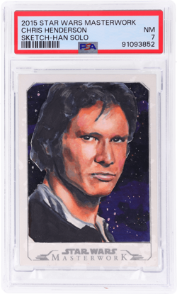 2015 Star Wars Chris Henderson Masterwork Auto Sketch Card Han Solo #NNO PSA 7 - Image 1
