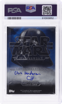 2015 Star Wars Chris Henderson Masterwork Auto Sketch Card Han Solo #NNO PSA 7 - Image 2