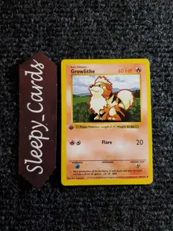 GROWLITHE Pokemon Card - WOTC - 1st Edition - Base Set - Shadowless - 28/102 NM - Image 1