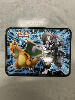 Pokemon Card Game Charizard Pikachu Mew Mewtwo Tin Lunch Box NO CARDS EMPTY - Image 2