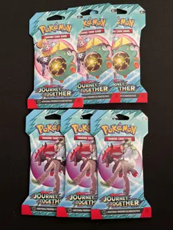 POKEMON SCARLET & VIOLET (6) BLISTER SLEEVE BOOSTER PACKS JOURNEY TOGETHER - Image 1