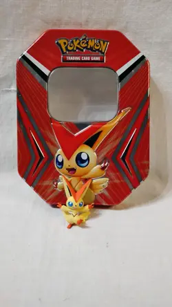 Vintage 2011 Pokemon V for Victini Collector Tin & Figurine – Black & White Era - Image 1