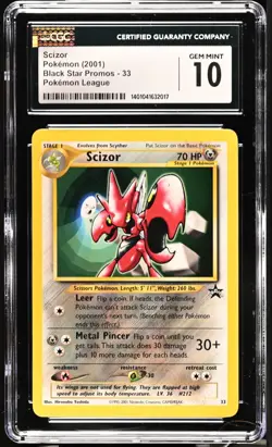 2001 POKEMON LEAGUE SCIZOR BLACK STAR PROMO 33 CGC 10 GEM MINT - Image 1