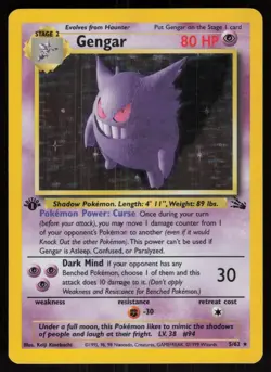 Gengar 5/62 Rare Fossil Holo 1st Edition Pokemon - Image 1
