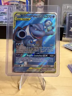 Pokemon Cosmic Eclipse Blastoise and Piplup GX Full Art 214/236 Mint Condition - Image 1