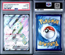 2025 Pokemon BLK EN-Black Bolt #159 Meloetta ex PSA 10 GEM MINT - Image 3