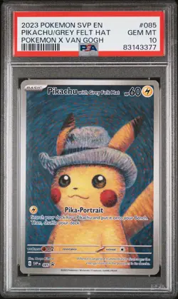 2023 POKEMON SVP EN-SV BLACK STAR PROMO #085 PIKACHU WITH GREY FELT HAT PSA 10 - Image 1