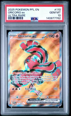 2025 POKEMON PFL EN-PHANTASMAL FLAMES ULTRA RARE #110 ORICORIO EX PSA 10 - Image 1