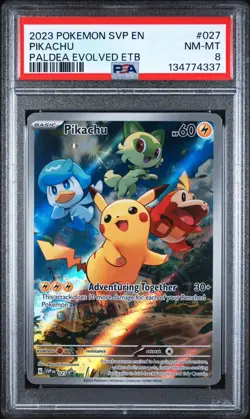 Pikachu 027 Black Star Promo 2023 Pokemon Paldea Evolved PSA 8 NM-MT - Image 1