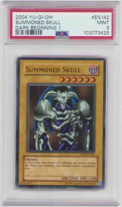 SUMMONED SKULL YUGIOH HOLOFOIL DB1-EN142 PSA GRADED MINT 9 2002 - Image 1