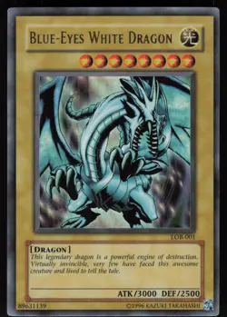 Blue-Eyes White Dragon LOB-001 Ultra Rare Foil Shift Error Yu-Gi-Oh - Image 1