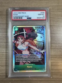 Nami 2023 One Piece OP02 Paramount War - SR - #036 PSA 10 - Image 1