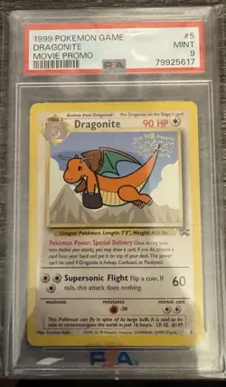 1999 Pokemon Game Dragonite Movie Promo Card PSA 9 - Image 1