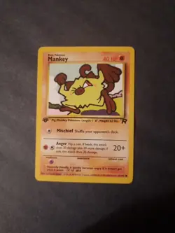 Pokemon Card Team Rocket 1st Edition Regular Finish Mankey 61/82 Vintage - Image 1