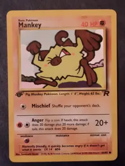Pokemon Card Team Rocket 1st Edition Regular Finish Mankey 61/82 Vintage - Image 4