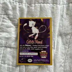 1999 Pokemon Wizards of the Coast Promos - CATCH MEW Card - Pokemon the Movie - Image 1