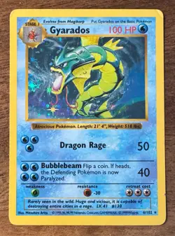 Pokemon Card - Gyarados Base Set 6/102 Vintage Holo Rare WOTC MP - Image 1