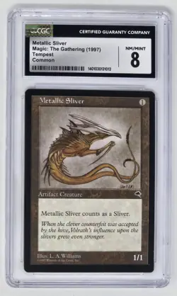 Metallic Sliver CGC 8 NM/M (1997) Tempest Magic the Gathering trading card - Image 1