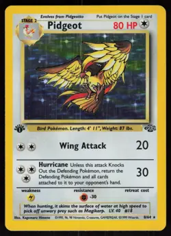 Pidgeot 8/64 Rare Jungle Holo 1st Edition Pokemon - Image 1