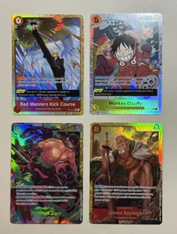 ONE PIECE 4 Card Lot Alt Art (Alternative Art) Zoro, Silvers Rayleigh, Luffy etc - Image 1