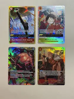 ONE PIECE 4 Card Lot Alt Art (Alternative Art) Zoro, Silvers Rayleigh, Luffy etc - Image 2