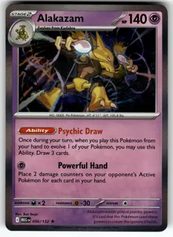 Alakazam 056/132 ME01: Mega Evolution NM Pokemon Card TCG - Image 1
