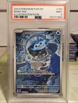 PSA 9 Mint Mantyke Graded Pokemon Card #189 Paradox Rift 2023 - Image 1