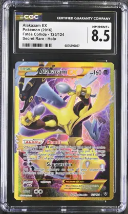 CGC 8.5 Alakazam EX 2016 Fates Collide 125/124 Secret Rare Holo Pokemon Card - Image 1