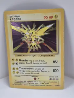 1999 Pokemon TCG Base Set Zapdos Holo Rare Card 16/102 - Image 1