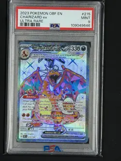 Pokemon TCG Charizard EX Obsidian Flames Holo Ultra Rare Card 215/197 PSA 9 - Image 1