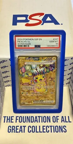 2024 POKEMON SSP EN-SURGING SPARKS HYPER RARE #247 PIKACHU EX PSA 10 GEM MINT 🔥 - Image 1