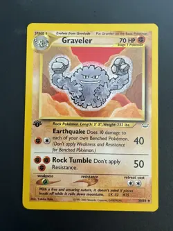 Pokemon TCG Graveler Neo Revelation 30/64 Regular 1st Edition Uncommon Near Mint - Image 1