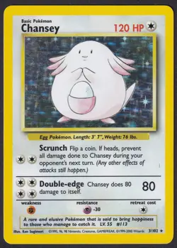Pokemon Chansey 3/102 Holo 1999-2000 UK 4th Print Base Set - Image 1