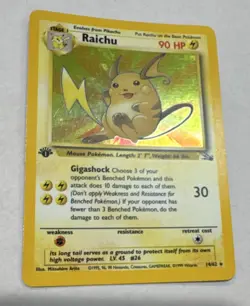 Raichu 14/62 Fossil 1st Edition Holo Rare 1999 90 HP Gigashock Pokemon TCG - Image 1