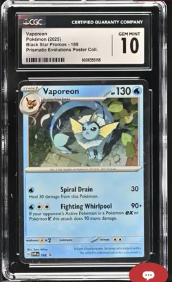 Vaporeon Pokemon (2025) Black Star Promos - 168 Prismatic Evolutions Poster Coll - Image 2