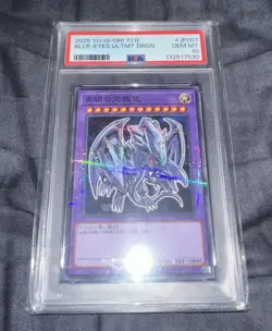 2025 YU-GI-OH! JPN 711E-7-ELEVEN COLLAB #JP001 BLUE-EYES ULTIMATE DRAGON PSA 10 - Image 1