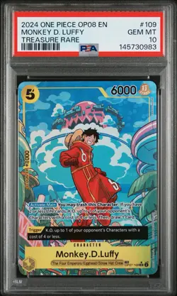 Monkey D. Luffy OP07-109 PSA 10 Treasure Rare One Piece OP08 Two Legends - Image 1