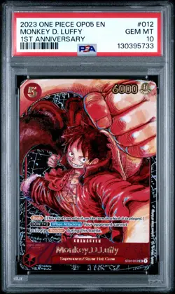 One Piece OP05 Monkey D. Luffy 1st Anniversary ST01-012 PSA 10 Gem Mint English - Image 1