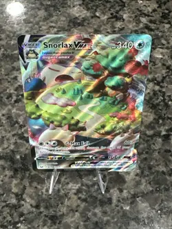 Pokemon TCG Snorlax VMAX Holo Ultra Rare Card Sword & Shield Base Set 142/202 - Image 1