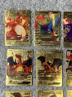 Set of 15 Charizard V, VMax, GX &More Gold Foil Fan Art Cards - Image 2