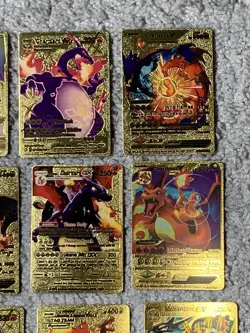 Set of 15 Charizard V, VMax, GX &More Gold Foil Fan Art Cards - Image 3