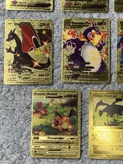 Set of 15 Charizard V, VMax, GX &More Gold Foil Fan Art Cards - Image 4