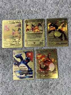 Set of 5 Charizard Gold Foil Fan Art Display Cards NM! - Image 1