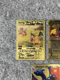 Set of 5 Charizard Gold Foil Fan Art Display Cards NM! - Image 2