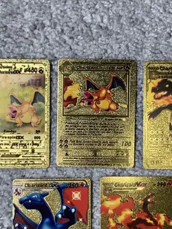 Set of 5 Charizard Gold Foil Fan Art Display Cards NM! - Image 3