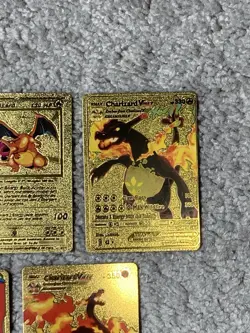 Set of 5 Charizard Gold Foil Fan Art Display Cards NM! - Image 4
