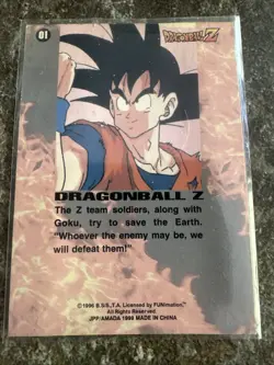 Dragon Ball Z Card #01 The Z Team Prism Holo Foil CCG TCG 1996 LP - Image 3