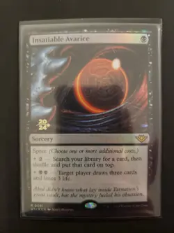 MTG Insatiable Avarice Outlaws of Thunder Junction Prerelease Foil Card NM - Image 1