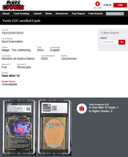 MTG Magic the Gathering Murders at Karlov Manor MKM Soul Enervation CGC 10 POP 1 - Image 3