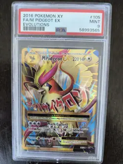 Pokemon XY Evolutions Mega Pidgeot EX #105/108 2016 PSA 9 MINT. Gorgeous Card - Image 1